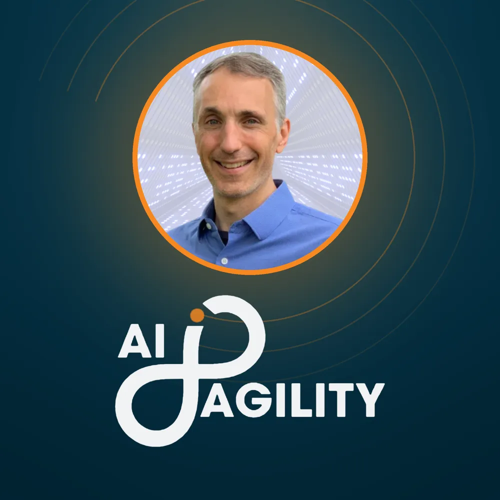 Headshot of Matt Zembruski in an orange-ringed circle beside the AI Agility logo on a deep navy background.
