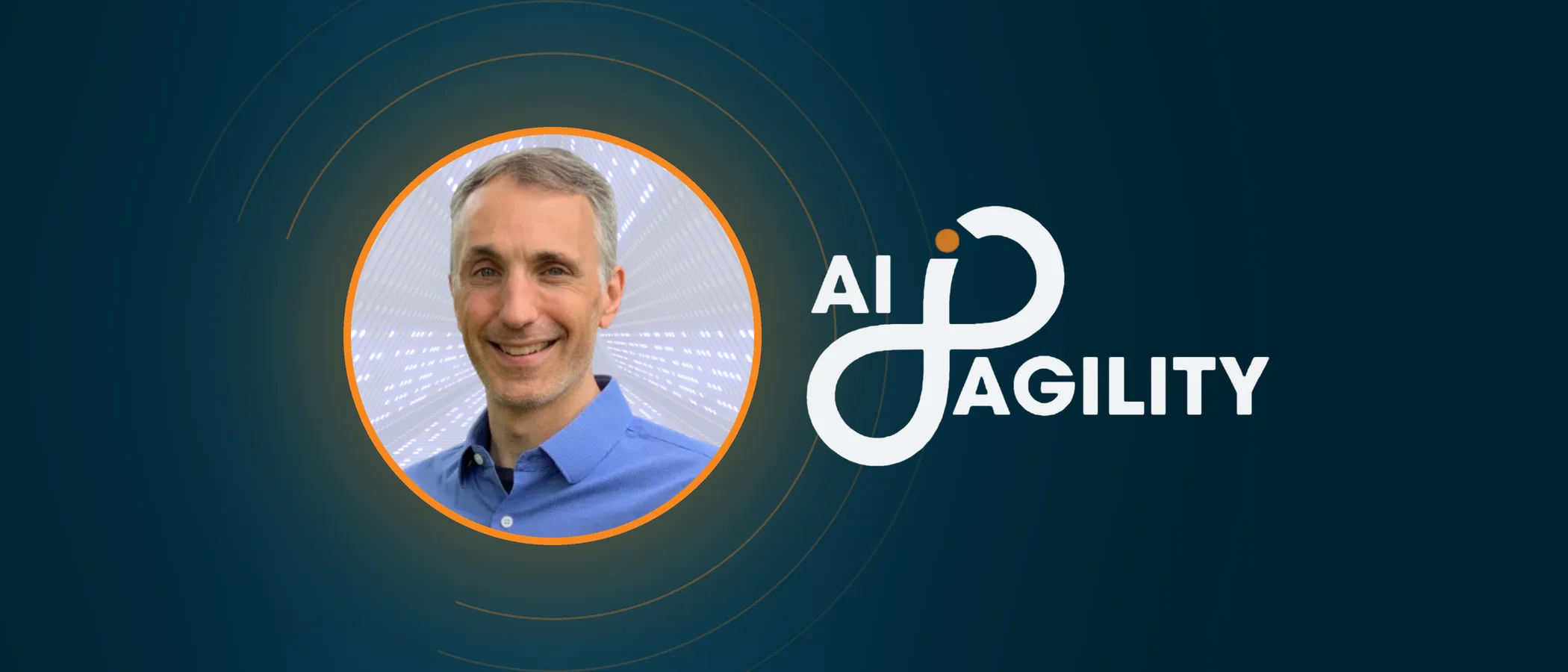 Headshot of Matt Zembruski in an orange-ringed circle beside the AI Agility logo on a deep navy background.